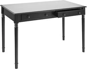 SEI Furniture Janice 2-Drawer Slim Profile Writing Desk, 42.75" W, Satin Black