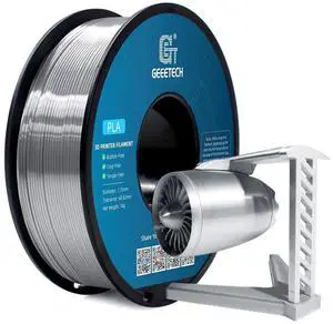 Geeetech Silk PLA Filament 1.75mm for 3D Printer, Metal-Like Shiny 3D Filament 1kg (2.2lbs) 1 Spool, Dimensional Accuracy +/- 0.02 mm, Metallic Silver Silk Filament