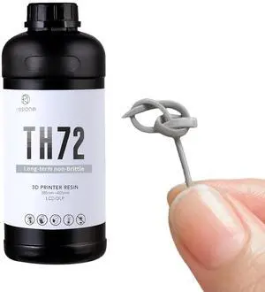 RESIONE 3D Printer Resin, TH72 Flexible Tough Resin with Long-Lasting Toughness and High Elongation, Impact Resistant 3D Printing Liquid for Figurines (Medium Grey 1KG)