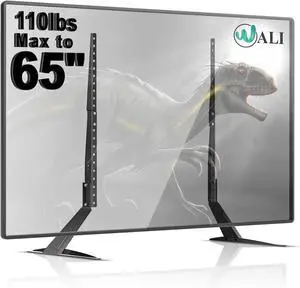 WALI Universal TV Stand 55 inch TV, TV Stand Mount for 22-65 Inch LCD Flat Screen TVs, Table Top TV Stands Holds up to 110lbs Mounting Holes up to 800 by 500mm (TVS001), Black WALI Universal TV Stand 55 inch TV, TV Stand Mount for 22-65 Inch LCD Flat Screen TVs, Table Top TV Stands Holds up to 110lbs Mounting Holes up to 800 by 500mm (TVS001), Black