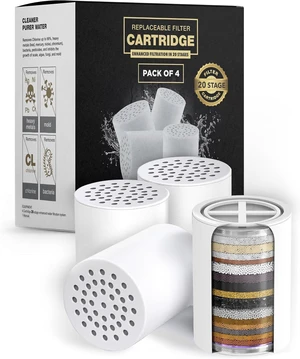 20-Stage Premium Replacement Filter Cartridge 4-Pack (No Housing), Compatible with Any Shower Filter of Similar Design, 15 & 20 Stages 20-Stage Premium Replacement Filter Cartridge 4-Pack (No Housing), Compatible with Any Shower Filter of Similar Design, 15 & 20 Stages