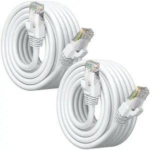 Maximm Cat6 Ethernet Cable 25 Ft White (2-Pack), 10Gbps 550MHz UTP Cord Maximm Cat6 Ethernet Cable 25 Ft White (2-Pack), 10Gbps 550MHz UTP Cord