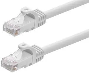 Monoprice Cat6 Ethernet Patch Cable - RJ45, Stranded, 550Mhz, UTP, Pure Bare Copper Wire, 24AWG, 100 Feet, White - Flexboot Series Monoprice Cat6 Ethernet Patch Cable - RJ45, Stranded, 550Mhz, UTP, Pure Bare Copper Wire, 24AWG, 100 Feet, White - Flexboot Series