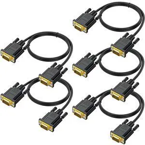 VGA Cables 6FT 5-Pack,VGA Monitor Computer Cable 1080P@60Hz Full HD 15pin Male to Male Shielded VGA Cord for Computer Monitor/PC/Laptops/TV/Projectors and More