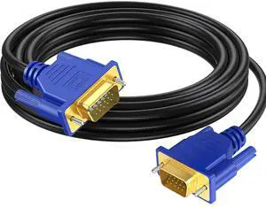 VGA Cable 15 FT, Gold-Plated Long Computer Monitor Cord, Shielded 15 Pin HD15 1080P@60Hz Full HD High Resolution for TV, Computer, Projector, Doking Station
