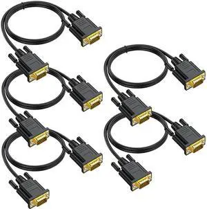 VGA Cables 3FT 5-Pack,Computer VGA to VGA Monitor Cable Male to Male,1080P@60Hz Full HD 15 pin Video Cord for Computer PC Monitor Laptops TV Projectors and More