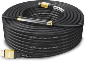Postta HDMI 2.0V Cable(100 Feet) with Built-in Signal Booster-Support 3D,1080P,Ethernet,Audio Return-1 Pack(Golden)