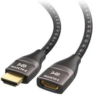 48Gbps Ultra HD 8K HDMI Extension Cable - 3.3ft / 1m Supports [8K@60Hz / 4K@240Hz with HDR] HDMI Male to Female Extender Cable Graphite Black