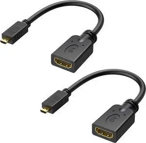 2-Pack Micro HDMI to HDMI Adapter - 6 Inches with 4K and HDR Support for Raspberry Pi 4 and Raspberry Pi 5