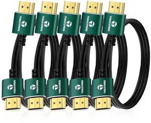 Slim HDMI Cables 3.3FT 5Pack, Ultra Soft & Thin HDMI to HDMI Cord, Extreme Flexible & Skinny HDMI Wire Supports High Speed 4K@60Hz 18gbps 2160p 1080p Slim HDMI Cables 3.3FT 5Pack, Ultra Soft & Thin HDMI to HDMI Cord, Extreme Flexible & Skinny HDMI Wire Supports High Speed 4K@60Hz 18gbps 2160p 1080p
