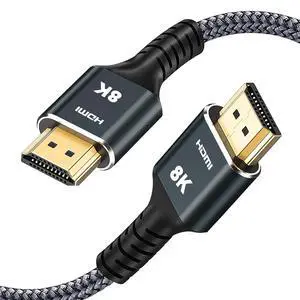 8K HDMI Cable 3.3 ft 5-Pack - Nylon Braided Ultra High Speed 2.1 4K/8K. Supports 165/180/240Hz, HDR10, HDCP2.3, ARC/eARC, 3D - Compatible, Roku, PC & Home Theater, TV, PS5, Monitor