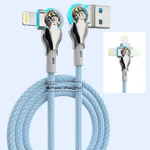 MTAKYI Bidirectional 90 Degree Charging Cable 6FT, 180°Rotating Angle Lightning Cable, High Speed Data Sync Lightning Charger Cable for Phone 14/13/12/11/Pro/Max/XS/XR/X/8/7/Plus/6S MTAKYI Bidirectional 90 Degree Charging Cable 6FT, 180°Rotating Angle Lightning Cable, High Speed Data Sync Lightning Charger Cable for Phone 14/13/12/11/Pro/Max/XS/XR/X/8/7/Plus/6S