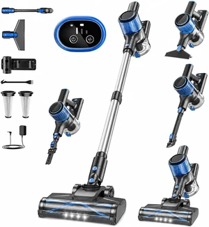 VOKENE Cordless Vacuum Cleaner, 8 in 1 Powerful Suction Lightweight Vacuum Cleaner for Home, LED Display, 3 Suction Modes, 45Mins Detachable Battery Vacuum for Hard Floor Carpet Pet Hair (Blue) VOKENE Cordless Vacuum Cleaner, 8 in 1 Powerful Suction Lightweight Vacuum Cleaner for Home, LED Display, 3 Suction Modes, 45Mins Detachable Battery Vacuum for Hard Floor Carpet Pet Hair (Blue)