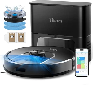 Tikom Robot Vacuum and Mop, Robotic Vacuum Cleaner with Self-Emptying Base Tikom Robot Vacuum and Mop, Robotic Vacuum Cleaner with Self-Emptying Base