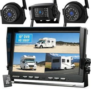 ZEROXCLUB 1080P Wireless Backup Camera System Kit with 10'' DVR 3 Split Monitor, IP69 Waterproof Digital Signal Record System 1 Rear 2 Side View Cameras for RV/Truck/Trailer/CamperBW103SL ZEROXCLUB 1080P Wireless Backup Camera System Kit with 10'' DVR 3 Split Monitor, IP69 Waterproof Digital Signal Record System 1 Rear 2 Side View Cameras for RV/Truck/Trailer/CamperBW103SL