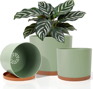 3 Pack Cylinder Planter Set 10/9/8 Inch White Indoor Plant Pots