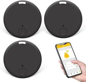 SkyAuks Portable GPS Tracking Mini Anti Lost Bluetooth Tag for iOS/Android, Black, 3 Count