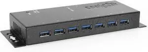 Coolgear 7-Port USB 3.0 Industrial Metal Hub with Surge Protection, 36watt AC Adapter included