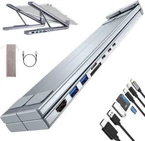 Miraclew 8-in-1 USB-C Laptop Stand,2025New 8 in 1 USB C Laptop Docking Station Stand with 4K HDMI,2 USB 3.0,PD 100W,8 in 1 USBC Hub Tablet StandUniversal Dock Station Plug Play for Home,Offices