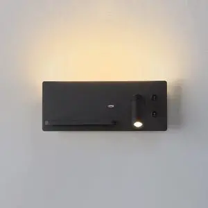 Adjustable LED Wall Reading Light with USB Charger Wireless Charging Headboard Lamp Dimmable Nightlight for Bedroom Bedside Wall Sconce Modern Wall Wash Light.
