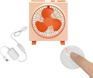 5V USB-Powered Fan Cooling Air Fan Powerful Fan with Three Speeds Retro Turning Fan with Remote Control for Office Computer Desk Student Dormitory Study - Orange Pink