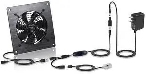 6-Inch Silent Cooling Fan (120mm) - Temperature Control, USB/DC 5V/12V Dual Voltage, 10-Speed Adjustable, Great for Greenhouses, RVs & Server Racks