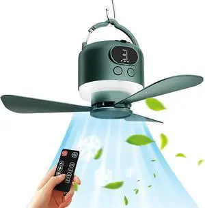 USB Fan for Dorms and Camping, Quiet Portable Ceiling Fan with Remote, Led Light, 29 Cm Blade Diameter, 12-Hour Battery, Abs Build