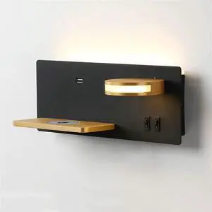 11W LED Wall Light with USB & Wireless Charger - Warm White 3000K, Adjustable Reading Lamp for Bedroom, Living Room
