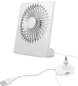 Kiven USB Desk Fan Small Table Fan with Motion Sensor,Quiet Operation Portable Fan Strong Airflow Mini Personal Fan for Home Office Bedroom Table and Desktop Car Outdoor Travel