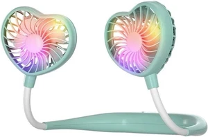 Hands-Free Fan, Portable Neckband Fan, Upgraded USB Rechargeable Mini Dual Neck Fan with LED Light, 3 Speeds Modes & 360 Rotating for Sports Traveling & Office Low Noise Design (Color : Green) Hands-Free Fan, Portable Neckband Fan, Upgraded USB Rechargeable Mini Dual Neck Fan with LED Light, 3 Speeds Modes & 360 Rotating for Sports Traveling & Office Low Noise Design (Color : Green)