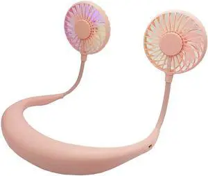 Portable Neck Fan, Wearable Sports Neck Personal Fan Handsfree USB Fan Rechargeable, Necklace Fan with Dual Wind Head 3 Speeds for Traveling Sport Outdoor Camping Office Low Noise Design