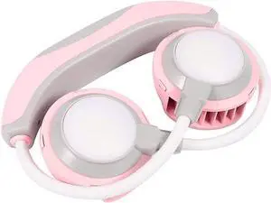 Neck Fan, USB Rechargeable 3 Speeds 360 Rotation Mini Wearable Personal Fan for Office Outdoor Travel (Color : Pink)