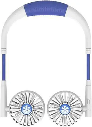 Neck Hanging Fan - Hand Free Portable Neck Sports Fans, USB Rechargeable Personal Wearable Fan360° Free Rotation (Color : Blue)