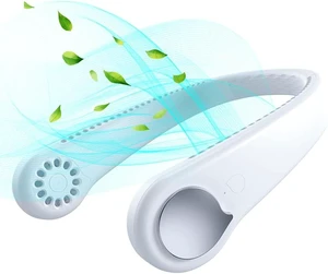 Leafless Neck Hanging Fan, Mini USB Personal Neckband Fan, Portable Sports Lazy Neck Fan, Air Cooler Wearable with 3 Speeds, Bladeless Fan Hands Free for Outdoor Office Travel White Leafless Neck Hanging Fan, Mini USB Personal Neckband Fan, Portable Sports Lazy Neck Fan, Air Cooler Wearable with 3 Speeds, Bladeless Fan Hands Free for Outdoor Office Travel White