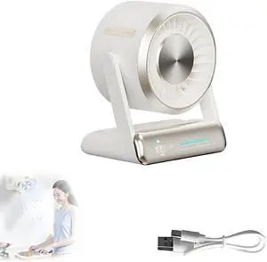 Smart Digital Display Touch Desktop Fan, USB Desk Table Fan With LED Display, 120° Adjustable Head Tilt, Silent Air Circulator Fans, Mini Desktop Cooler for Home(Beige,Rechargeable)