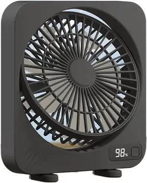 Portable Desk Fan With Power Display 5 Speeds Wind Rechargeable Personal Fan Ultra Quiet 180° Tilt Table Fan Travel Essentials(Black)