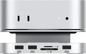 Qwiizlab Aluminum Stand Hub with SSD Enclosure, Docking Station for Mac mini M4/M4 Pro, 2 USB-A 10Gbps, TF/SD 4.0 Card Readers 312MB/s, USB-A 2.0, Fits M.2 NVMe SSD up to 8TB (Silver) Qwiizlab Aluminum Stand Hub with SSD Enclosure, Docking Station for Mac mini M4/M4 Pro, 2 USB-A 10Gbps, TF/SD 4.0 Card Readers 312MB/s, USB-A 2.0, Fits M.2 NVMe SSD up to 8TB (Silver)
