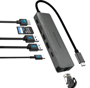 Kiwee Broadband 7-in-1 USB-C Hub with 5Gbps Ethernet, 100W PD Charging, 4K HDMI, 2 USB-A 3.2 Ports, SD/MicroSD Card Reader, Universal Dock for MacBook, Windows Laptop, iPad, Chromebook (KB-USBC-5GH7) Kiwee Broadband 7-in-1 USB-C Hub with 5Gbps Ethernet, 100W PD Charging, 4K HDMI, 2 USB-A 3.2 Ports, SD/MicroSD Card Reader, Universal Dock for MacBook, Windows Laptop, iPad, Chromebook (KB-USBC-5GH7)