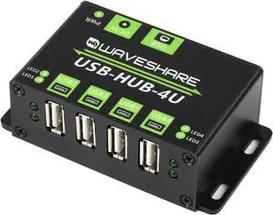 Industrial Grade USB HUB, Extending 4X USB 2.0 Ports Adopt MTT Technology, Allows Stable and Smooth 4X USB Connections(with US Power Plug)