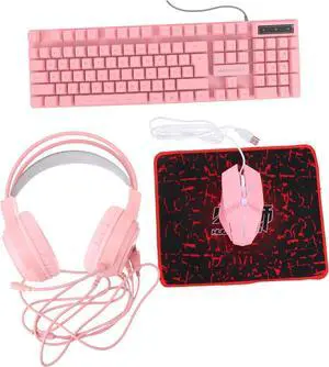 1set Gaming Mouse Keyboard Headset Ergonomic RGB Led USB Computer Accessory Mousepad