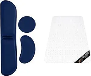 GORILLA GRIP Wrist Rest Set, Setof3, NavyBlue and Office Chair Mat, 29x47, Clear Bundle