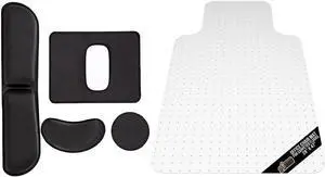 GORILLA GRIP Wrist Rest Set, Setof4, Black and Office Chair Mat, 29x47, Clear Bundle