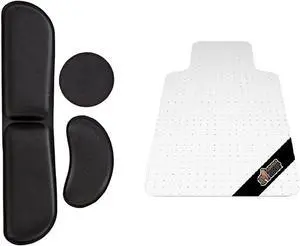 GORILLA GRIP Wrist Rest Set, Setof3, Black and Office Chair Mat, 32.5X48, Clear Bundle
