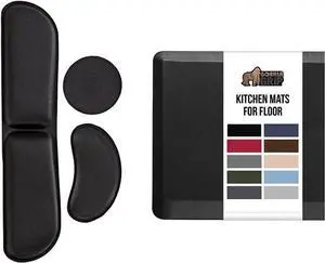 GORILLA GRIP Wrist Rest Set, Setof3, Black and Anti Fatigue Mat 2 Pack, 48x20, Black Bundle