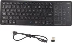 Septpenta Wireless Keyboard with Touchpad, 2.4Ghz Wireless Connection, USB Nano Receiver, Plug and Play, for Friends and Family(Black)