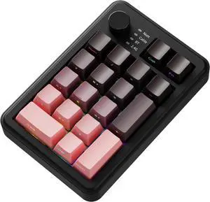 EWEADN NK20 Wireless Retro Mechanical Numpad with Knob, Bluetooth/2.4GHz/USB-C Connect with RGB Backlight Hot Swappable Number Pad, 20-Key Rechargeable External Num Pad for Win, Mac, Black Berry Pink