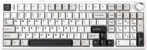 MechLands Aula F99 PRO 96% Mechanical Gaming Keyboard, BT5.0/USB-C/2.4GHz Wireless, Hot Swappable Gasket Custom Keyboard with 8000mAH Battery, Rotary Knob, RGB Backlit for Win/Mac (White Grey)