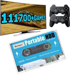 Kinhank 500G HDD External Hard Drive with Batocera 33 System, Retro Game Console with 111700 Games, Compatible with Most Emulators,SATA 3.0, for Laptop/PC/Windows/Mac OS