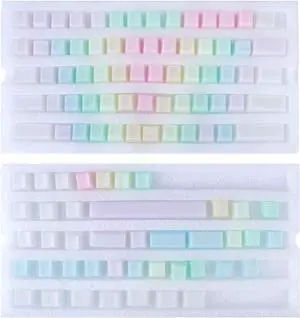 POM Jelly Keycaps Doubleshot Translucent OEM Profile for 61/87/104/108 Keys PC Gaming Mechanical Keyboards (Rainbow)
