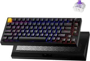 LEMOKEY P1 HE 75% Wireless Custom Mechanical Gaming Keyboard with Gateron Double-Rail Magnetic Switches Knob Version, QMK 2.4 GHz Bluetooth 5.2 RGB Backlight Compatible with Mac Windows Linux-Black